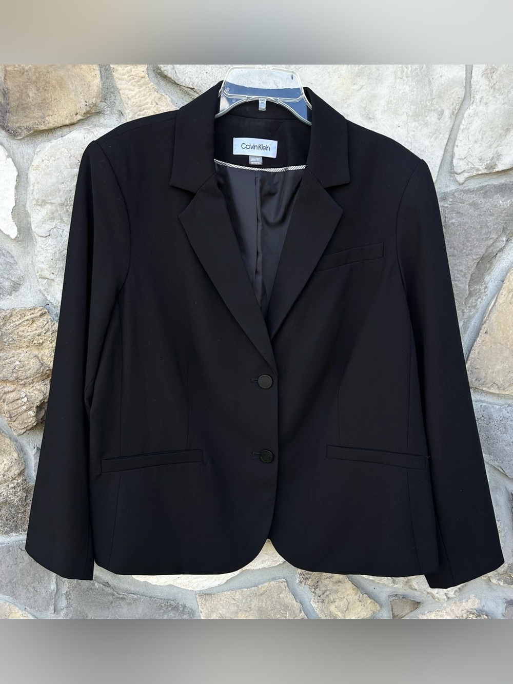Calvin Klein Womens Blazer Size 18W Black Minimalist Career Wear Closet Staple